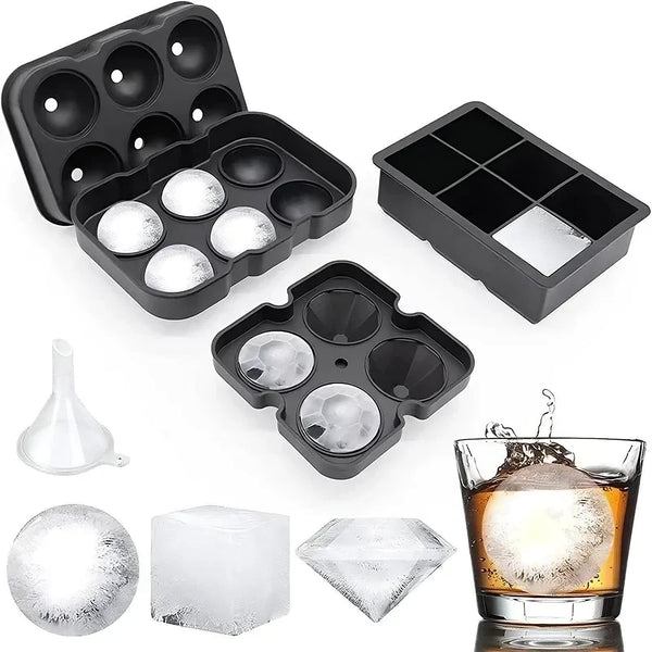 Silicone Ice Ball and Cube Mold Tray with Lid